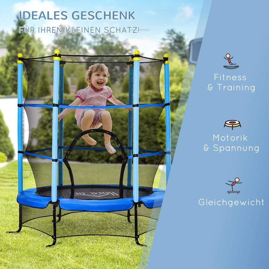 HOMCOM Trampolin mit Sicherheitsnetz blau