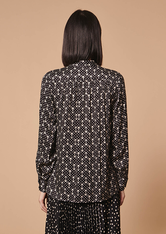 Chemise Charlineécrue imprimée à pois