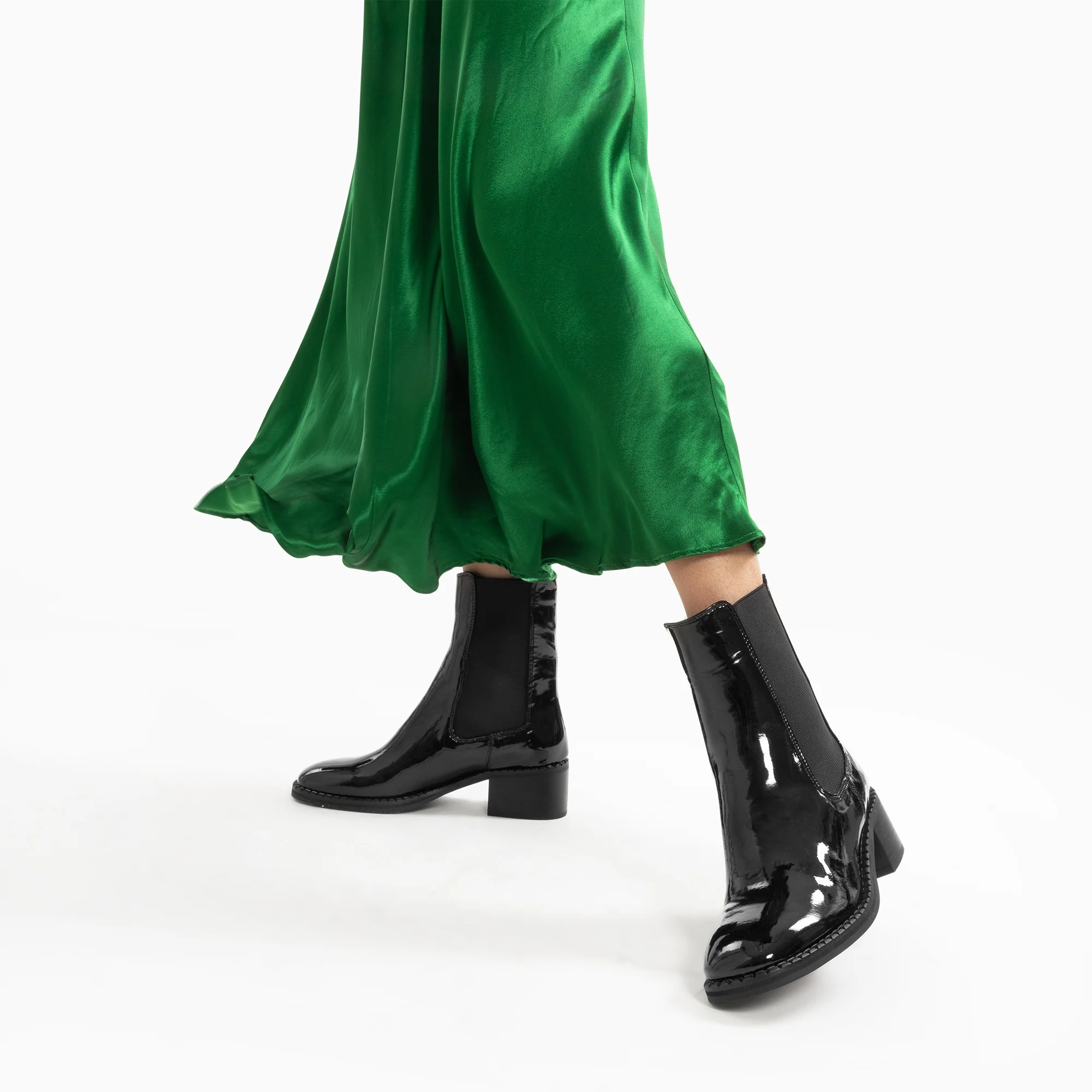 Bottines-Bottines Chelsea Carole montantes noires vernies