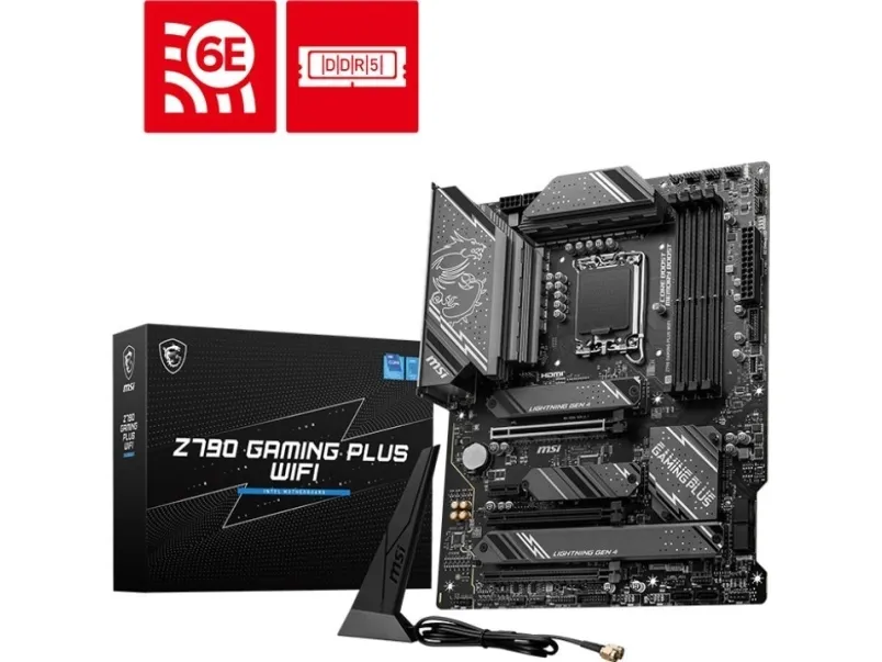 MSI Z790 Gaming Plus Wifi - Bundkort - ATX - LGA1700 sokkel - Z790 Chipset - USB-C 3.2 Gen 2x2, USB 3.2 Gen 2, USB 3.2 Gen 1, USB-C 3.2 Gen2 - 2.5 Gigabit LAN, Wi-Fi 6E, Bluetooth - onboard grafik (CPU påkrævet) - HD Audio (8-kanaler)