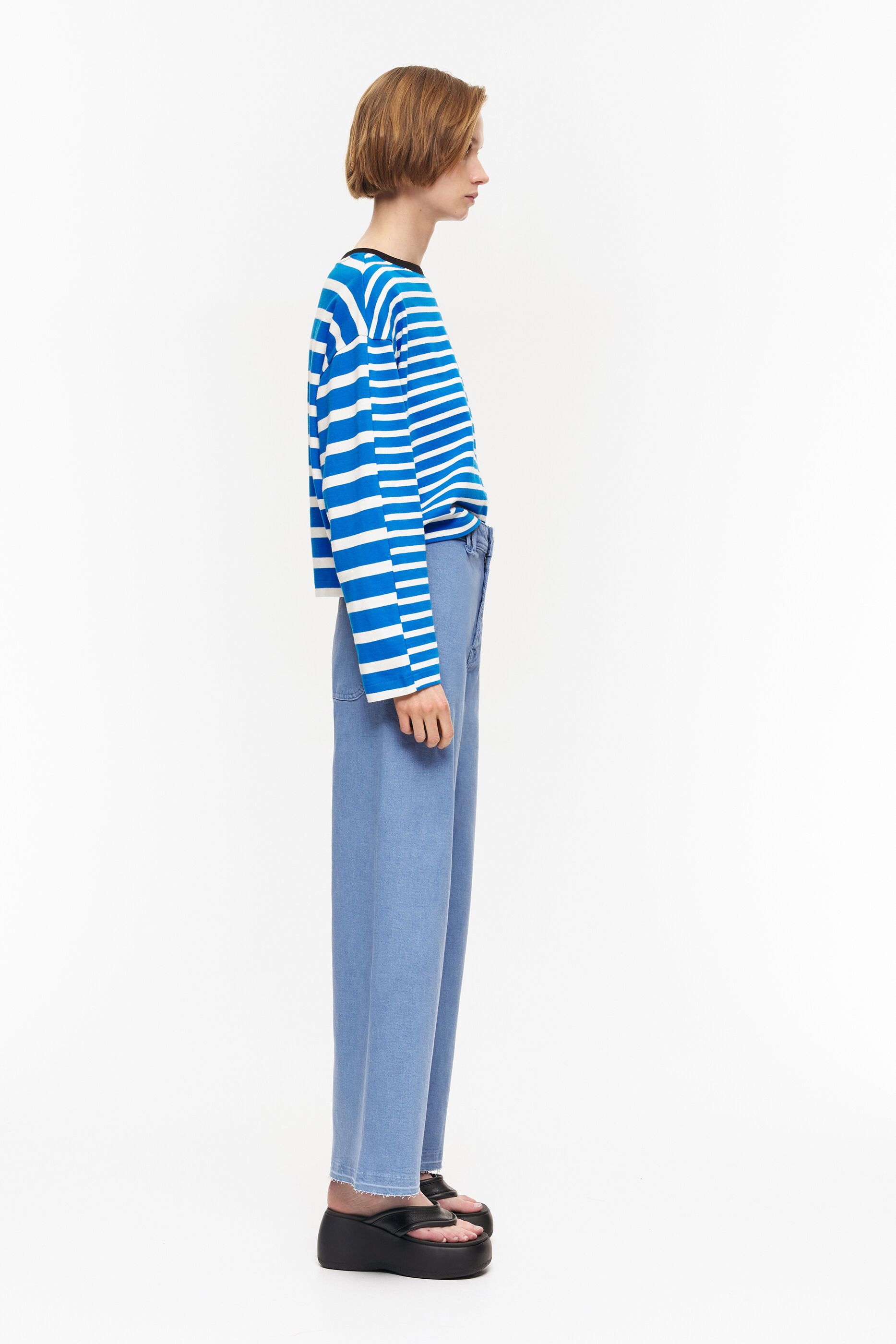 CULOTTE - Calça jeans azul de cintura alta