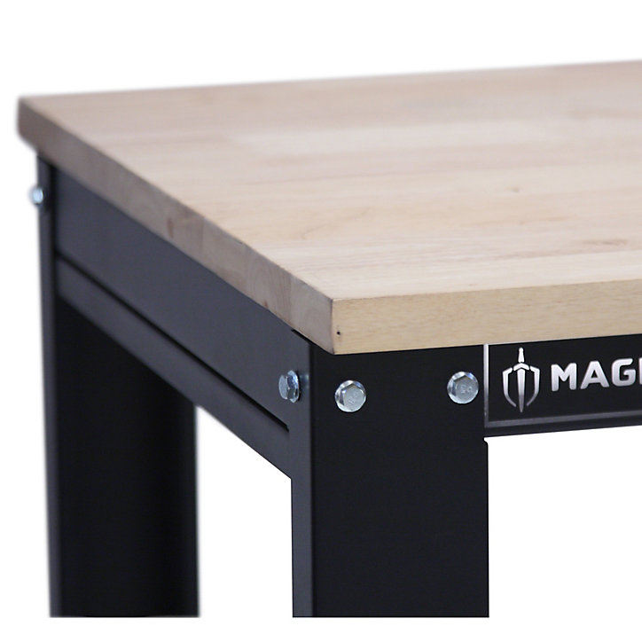 Etabli de travail en acier/bois Magnusson L.160 x l.60 x H.87 cm charge maxi 150 kg
