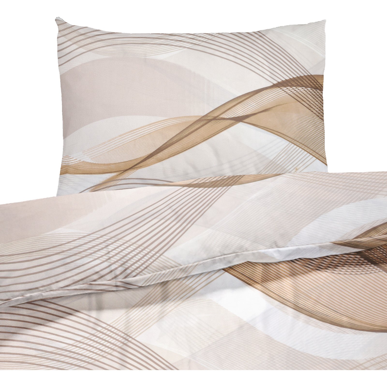 Bettwäsche Micro-Polyester waves beige 200x210 2x65x65 Bettanzug Fra