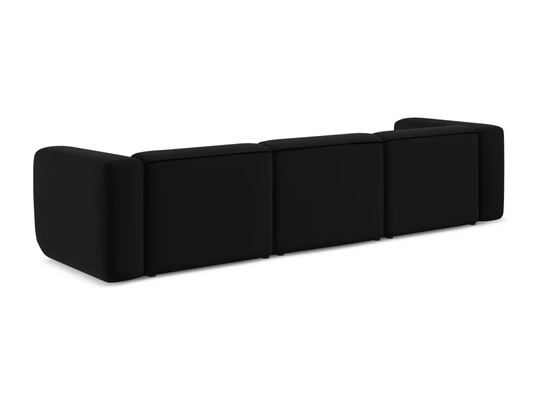 Canapé modulable 4 places en velours - noir - EKAHI