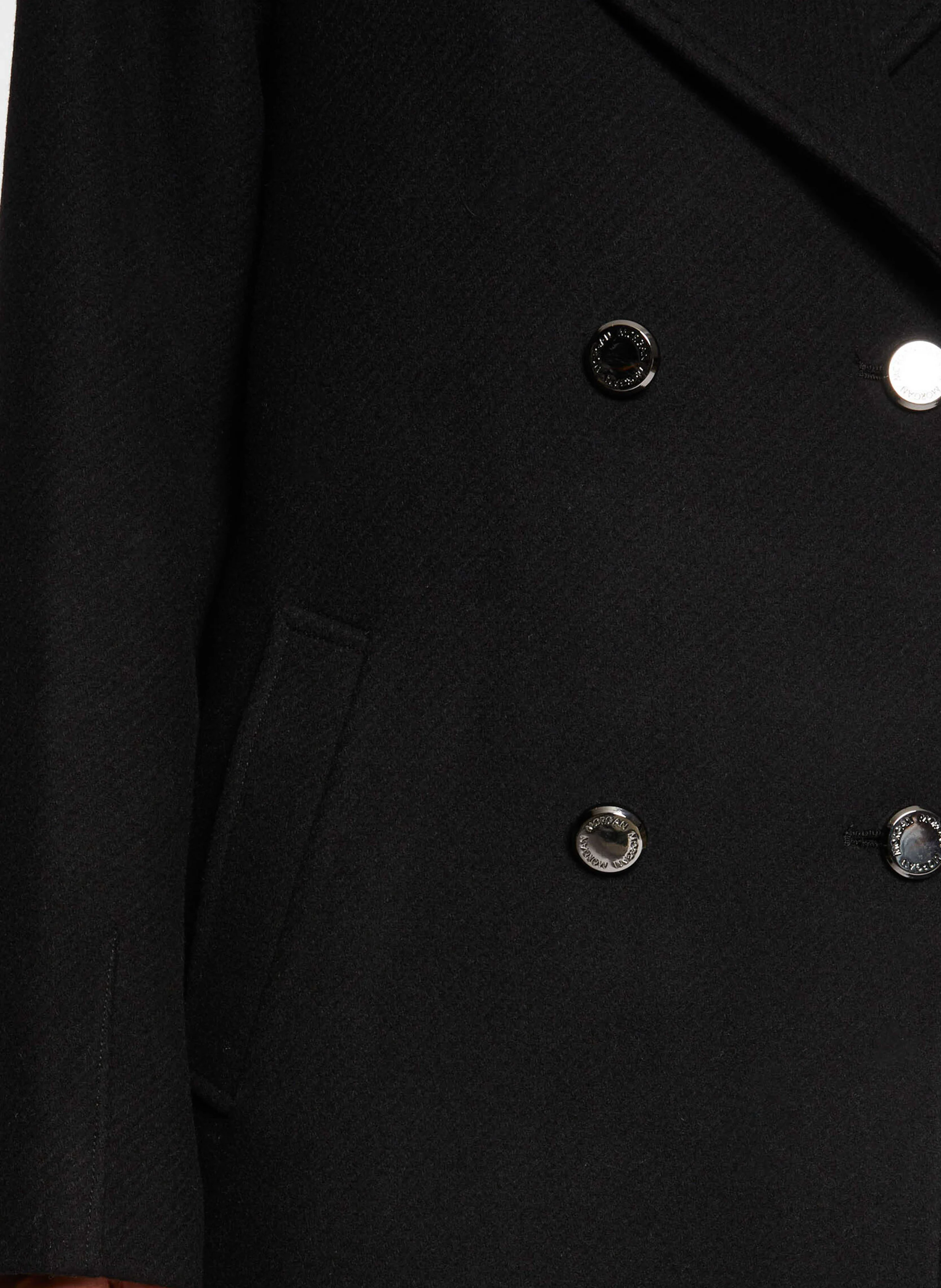 GITI - Manteau col tailleur en laine mélangée | Noir