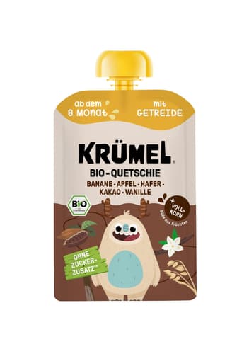 Krümel BIO Quetschie Getreide Kakao-Hafer-Vanille-Banane-Apfel