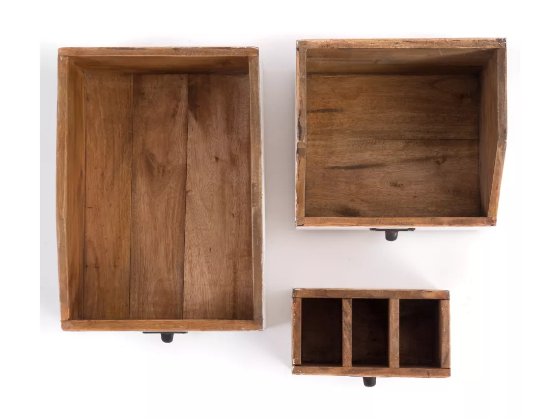 ENSEMBLE D'ORGANISATEUR Bureau 3 pièces Bois de mahogany, avec tableau écrivable 06 weiß-landhaus