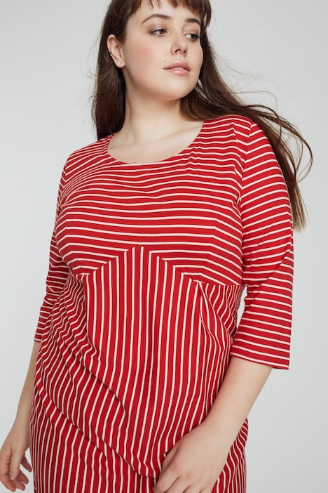 Bellieva-Sweatkleid, Streifen, Rundhals, 3/4-Arm, GOTS