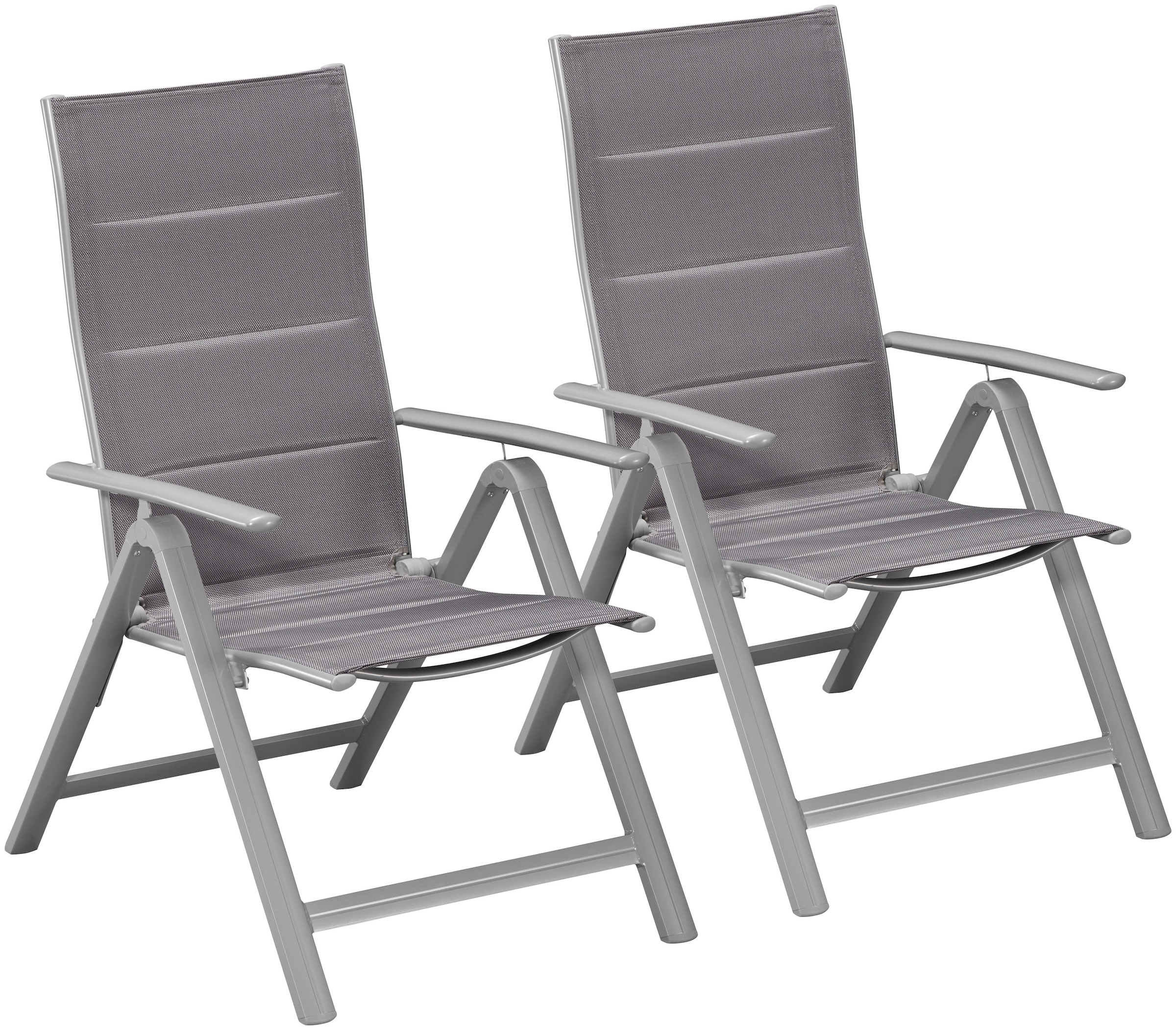 MERXX Gartenstuhl »Taviano, TOPSELLER!« (Set) 2 Stk.2er Set, Alu/Textil, verstellbar, silber