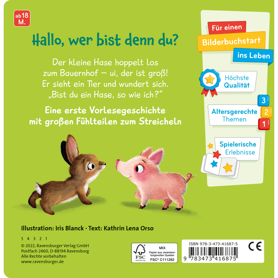 Ravensburger Mein erstes Vorlese-Fühlbuch: Bist du ein Hase?