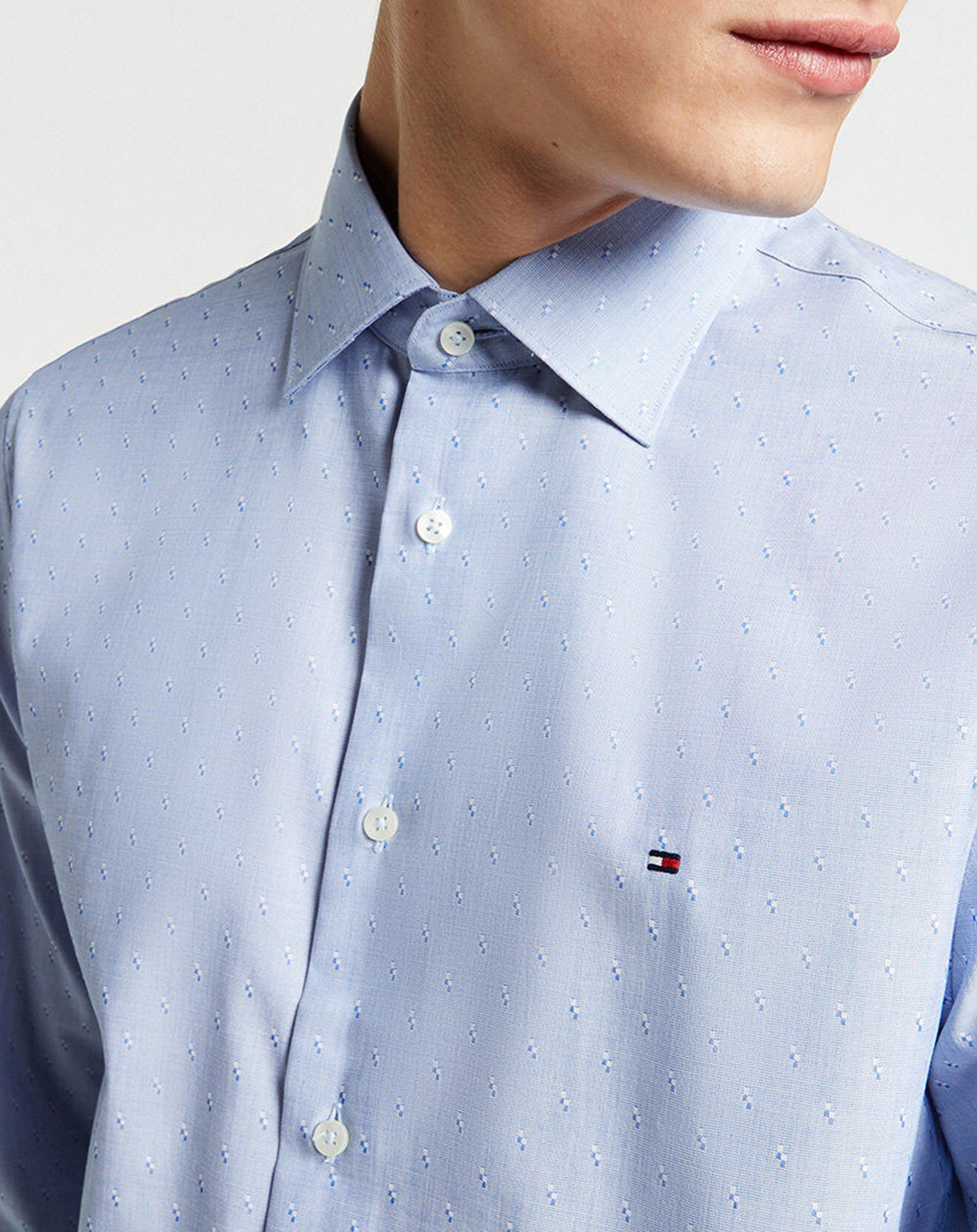 Tommy Hilfiger Chemise regular fit Dobby bleue