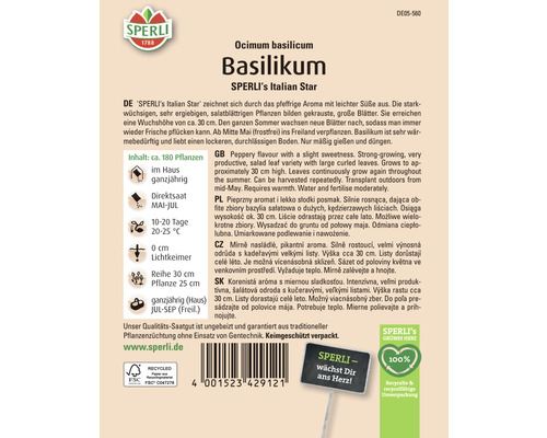 Basilicum Sperli kruidenzaden