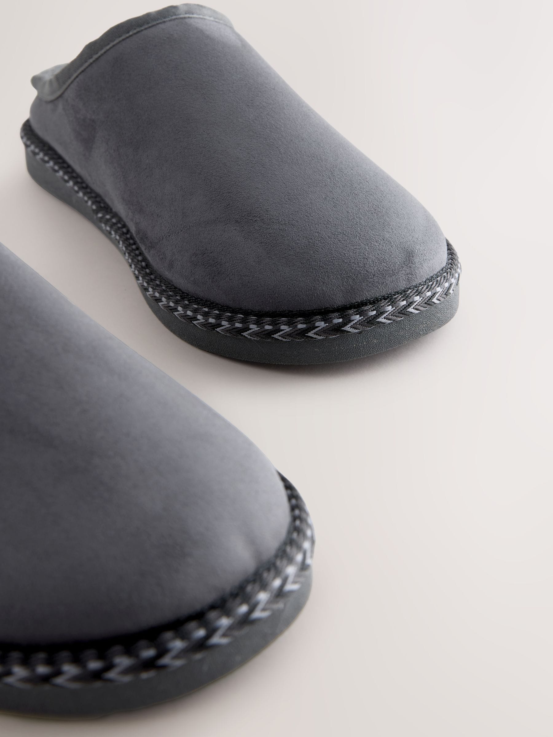 Grijs - Microsuede Taped Mule Slippers