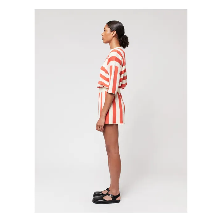 Bobo Choses Short Maille Rayures Coton Bio - Collection Femme  | Rouge