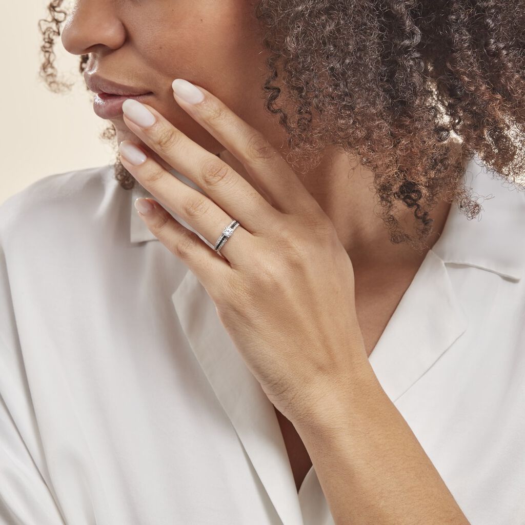 Bague Solitaire Katrina Or Blanc Oxyde De Zirconium