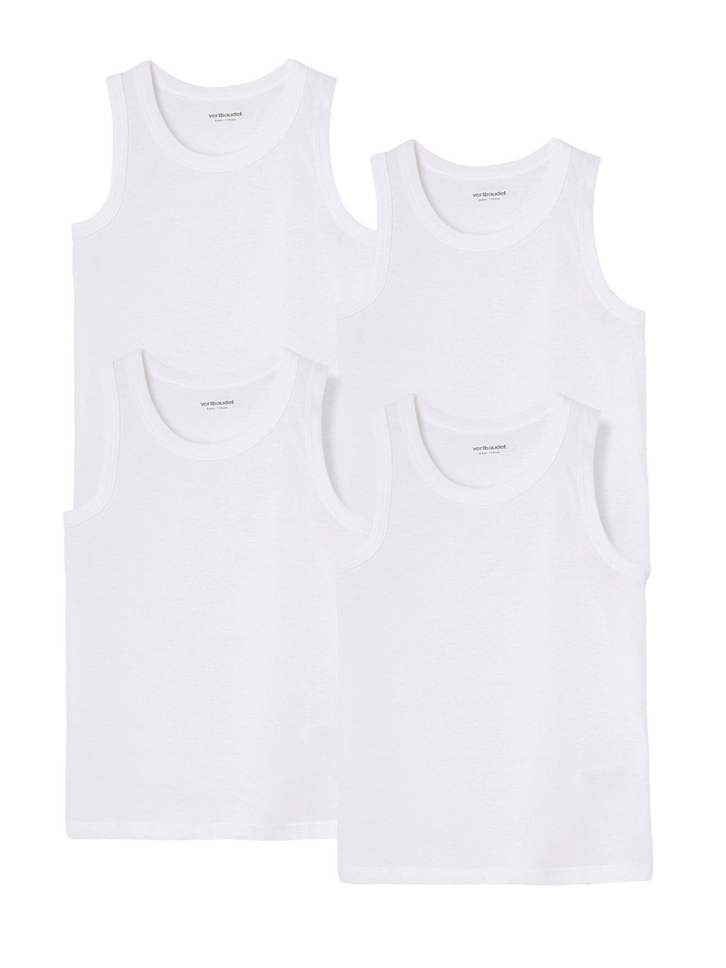 Vertbaudet 4er-Pack Trägershirts für Kinder BASIC weiß