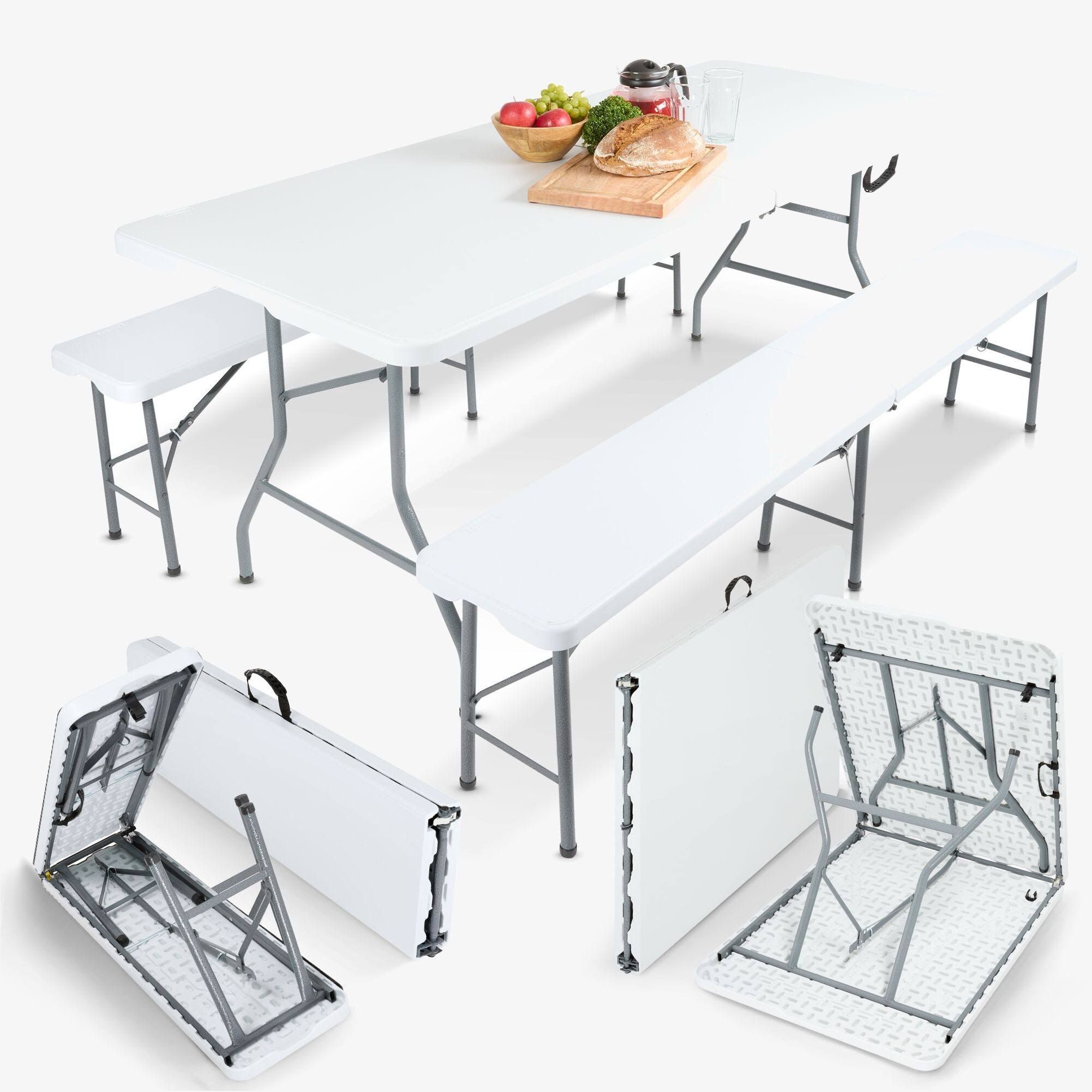 Arebos Bierzeltgarnitur Festzeltgarnitur Biertisch Set Klapptisch & 2x Klappbank 183 cm