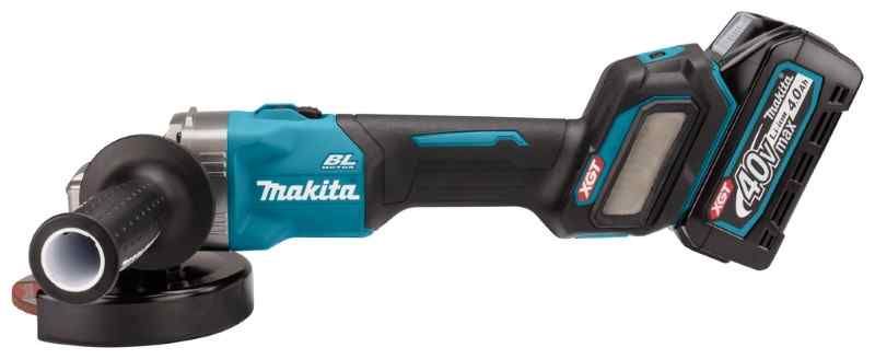 Makita GA026GM201 40 V Max Haakse slijper 125 mm 4,0 ah accu (2 st), snellader, in mbox met vastzetschakelaar