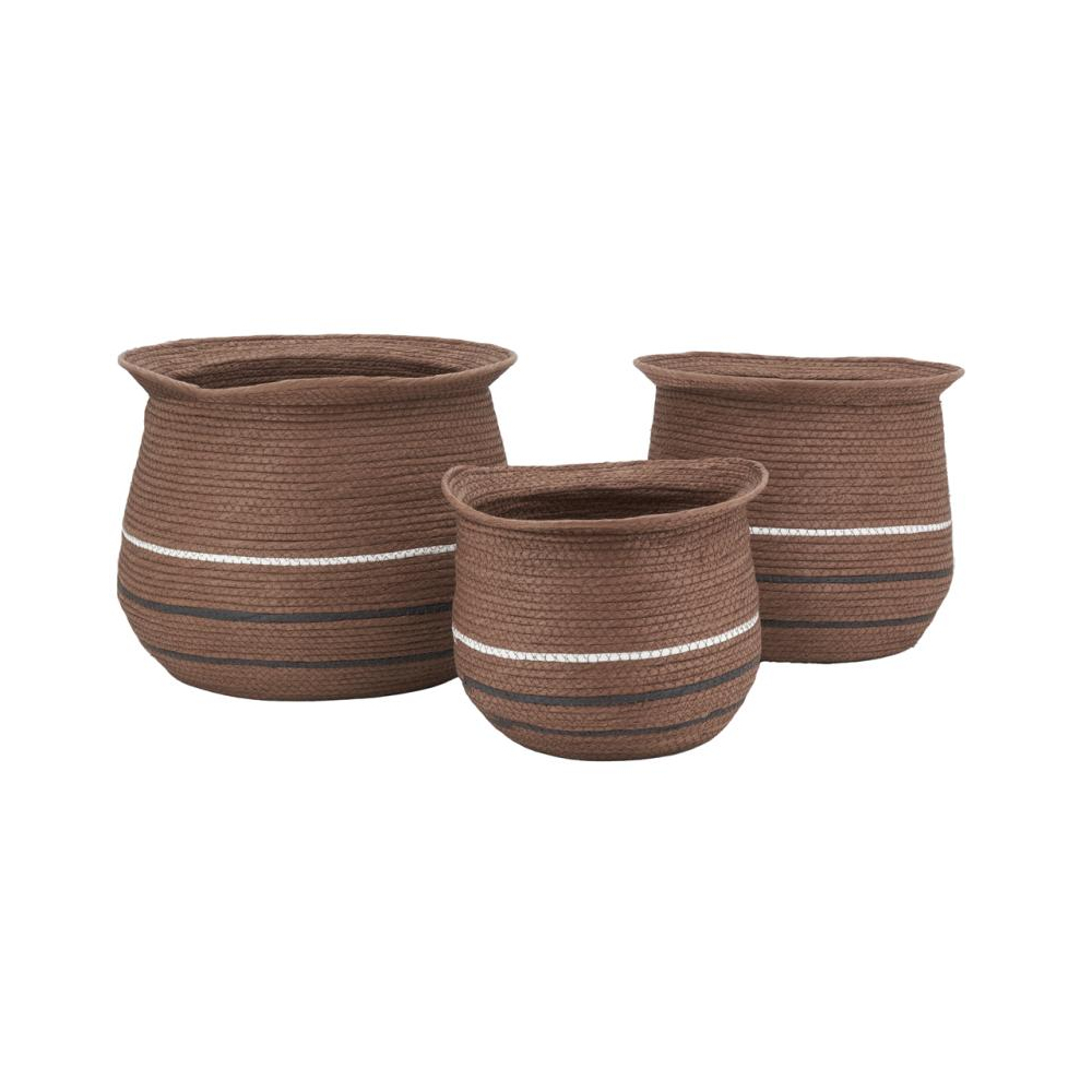 Cache-pots en jonc marron (lot de 3)