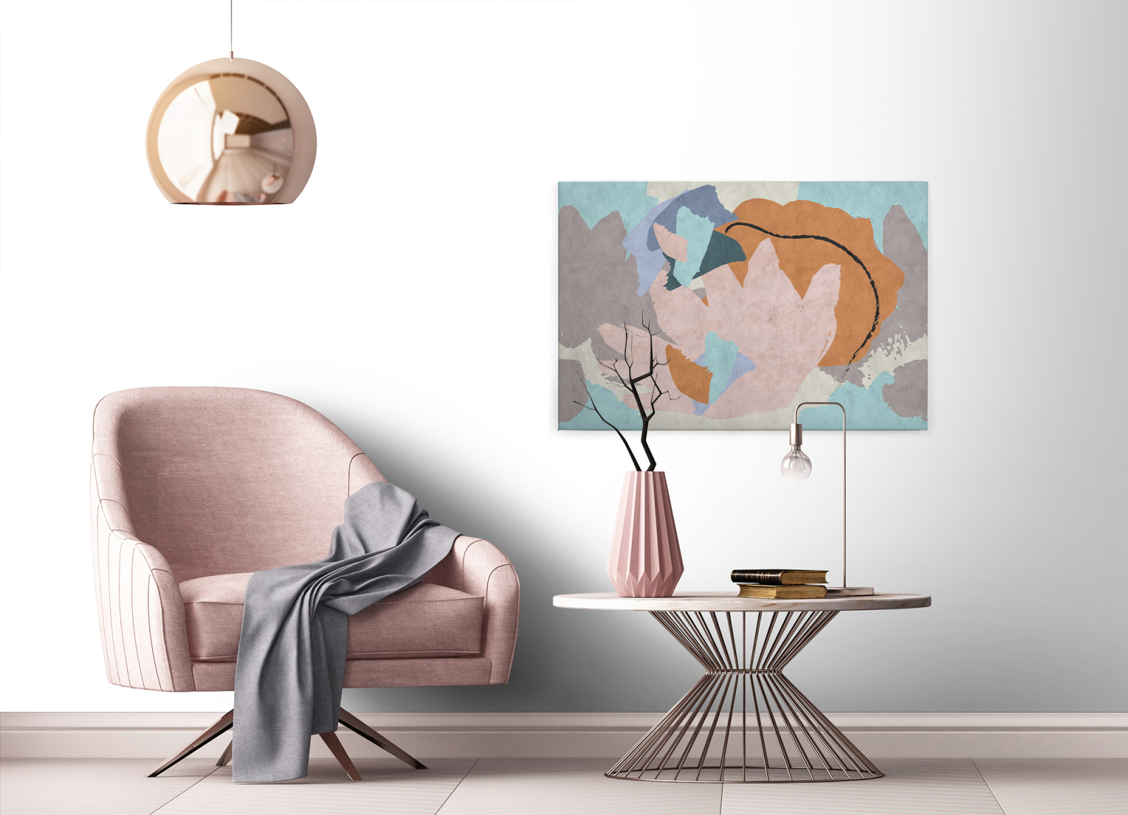 Leinwandbild BLUMENSTRAUSS - rosa-bunt - 90x60 cm