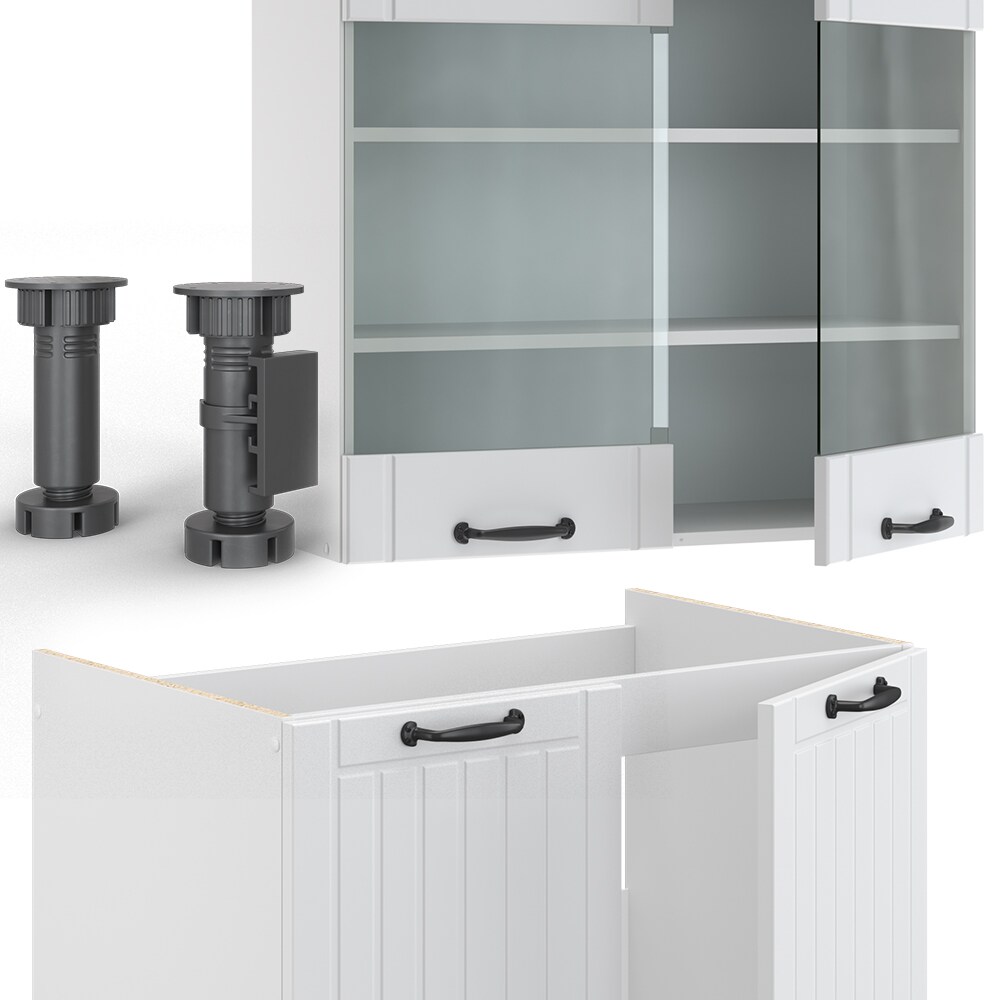 Vicco Küche Fame-Line 240 cm Küchenzeile Landhaus Küchenblock Einbau Weiß