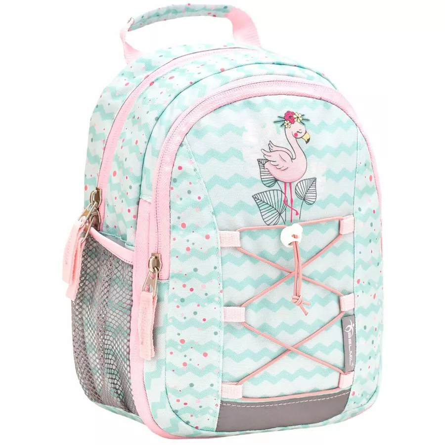 Belmil Kindergartenrucksack Mini Kiddy Kindergartenrucksack für 1-3 Jährige Kinder mit Brustgurt Little Flamingo