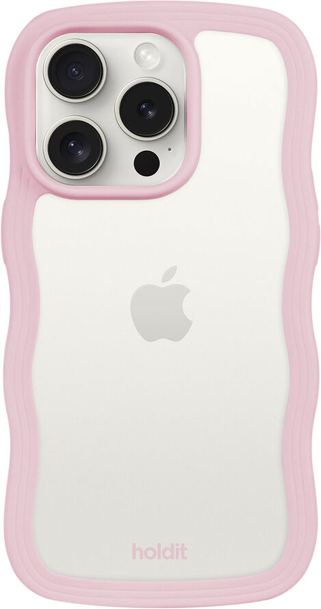 HoldIt Wavy Case iPhone 14 Pro Lyserød