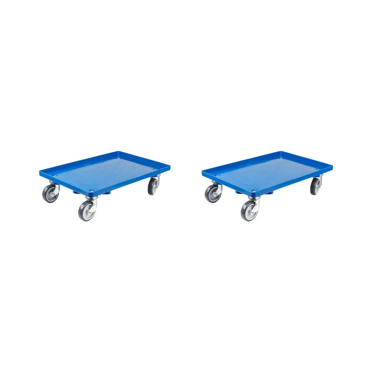 PROREGAL Voordeelset 2x Transportwagens voor Euroboxen 60 x 40 cm met Rubberen Wielen, Blauw, Gesloten Dek, 2 Zwenkwielen en 2 Bokwielen, Draagvermogen 300 kg