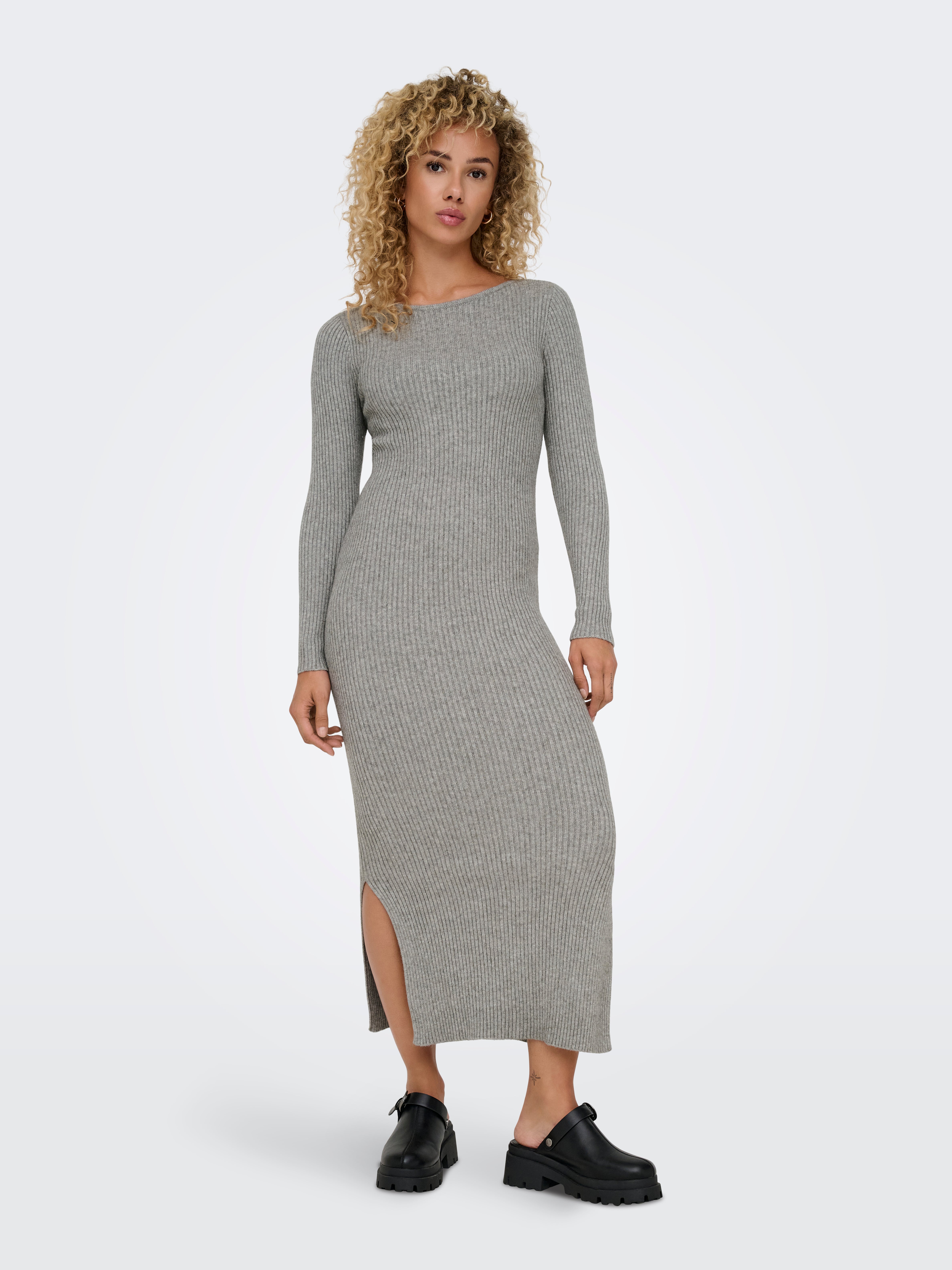 ONLKATIA Langes Kleid Medium Grey Melange
