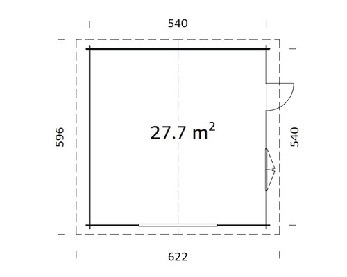 Palmako Roger enkele garage, 27,7 m², met houten deur 540 x 540 cm, natuurlijke afwerking