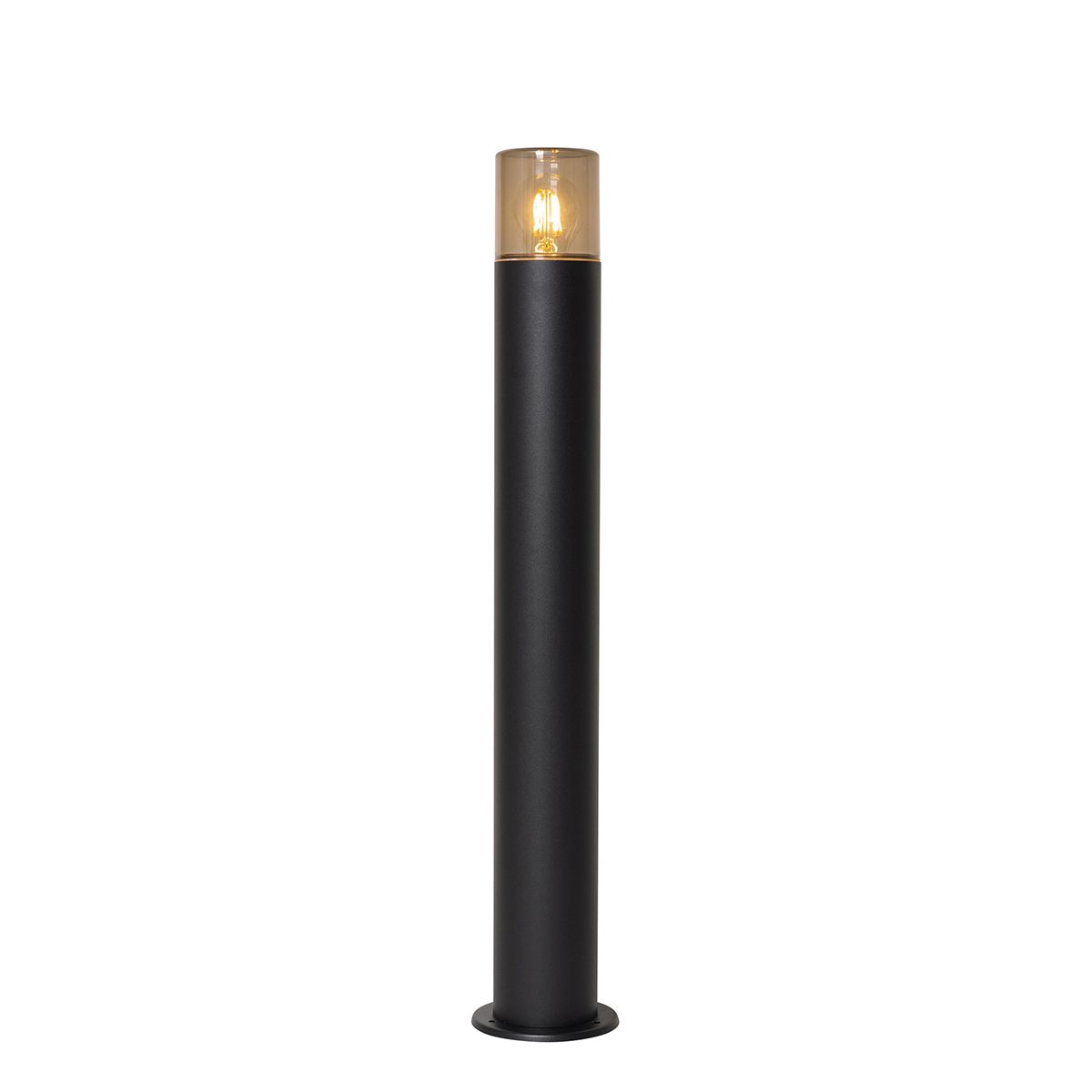 Staande buitenlamp zwart met smoke kap 70 cm - Odense