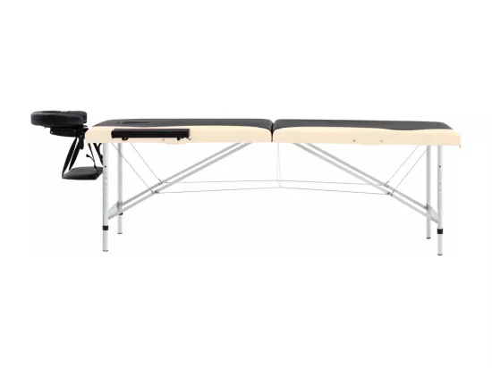 Table de massage pliable 2 zones Inox noir et beige