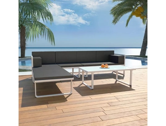 LES TENDANCES - Salon extérieur Salon de jardin-noir-6 places-254x193x60-122906