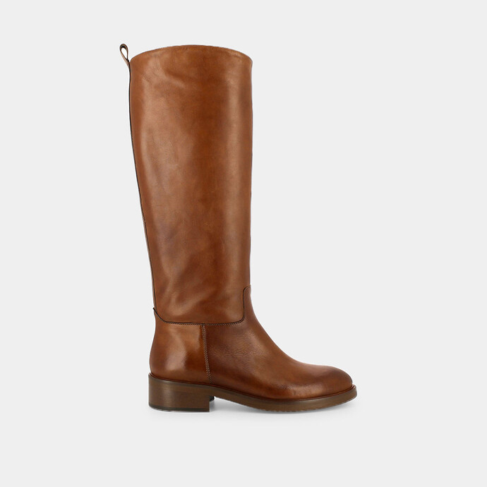 Bottes plates  en cuir camel