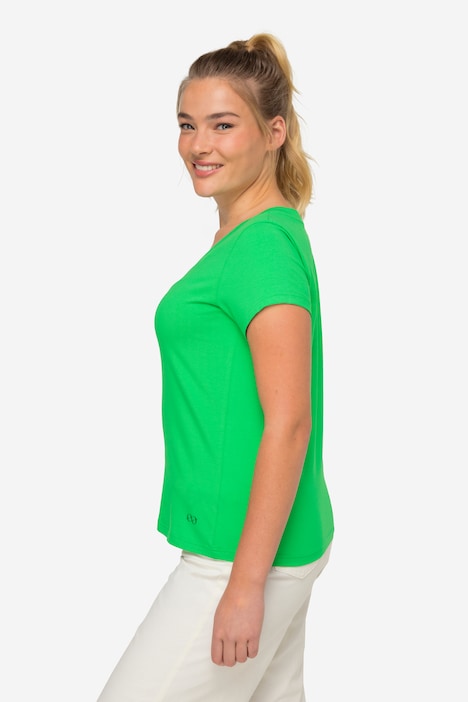 T-Shirt, kleiner Knoten Print, V-Ausschnitt, Halbarm, OEKO-TEX MIG