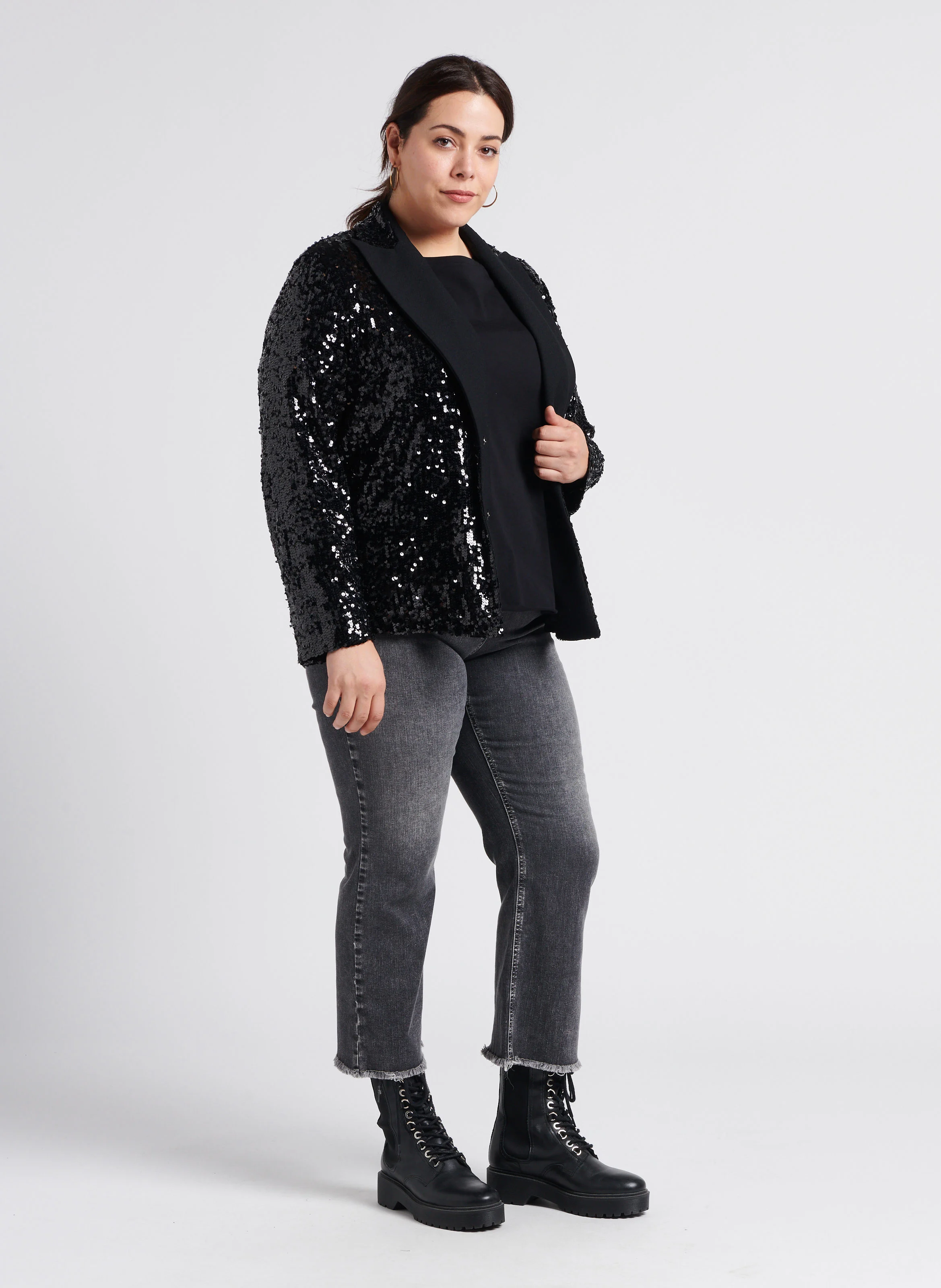 IGEA - Jean droit taille haute en coton mélangé| Noir