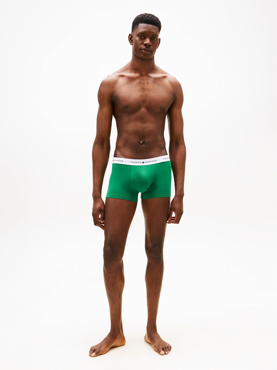 TOMMY HILFIGER<br>Conjunto de 5 cuecas boxer essenciais em algodão com a assinatura da marca.