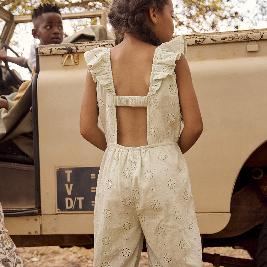 Combinaison longue en broderie anglaise pour fille