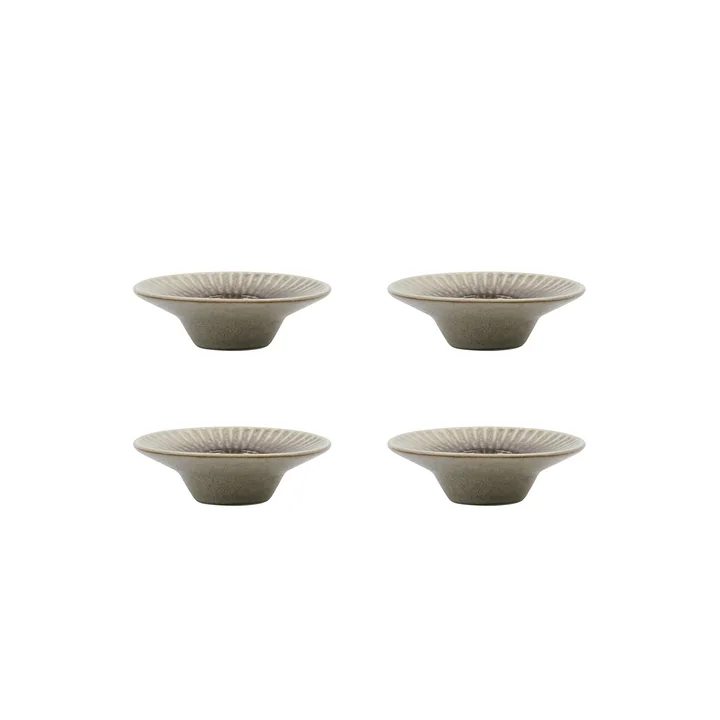 House Doctor - Pleat Eierbecher, grau / braun (4er-Set)