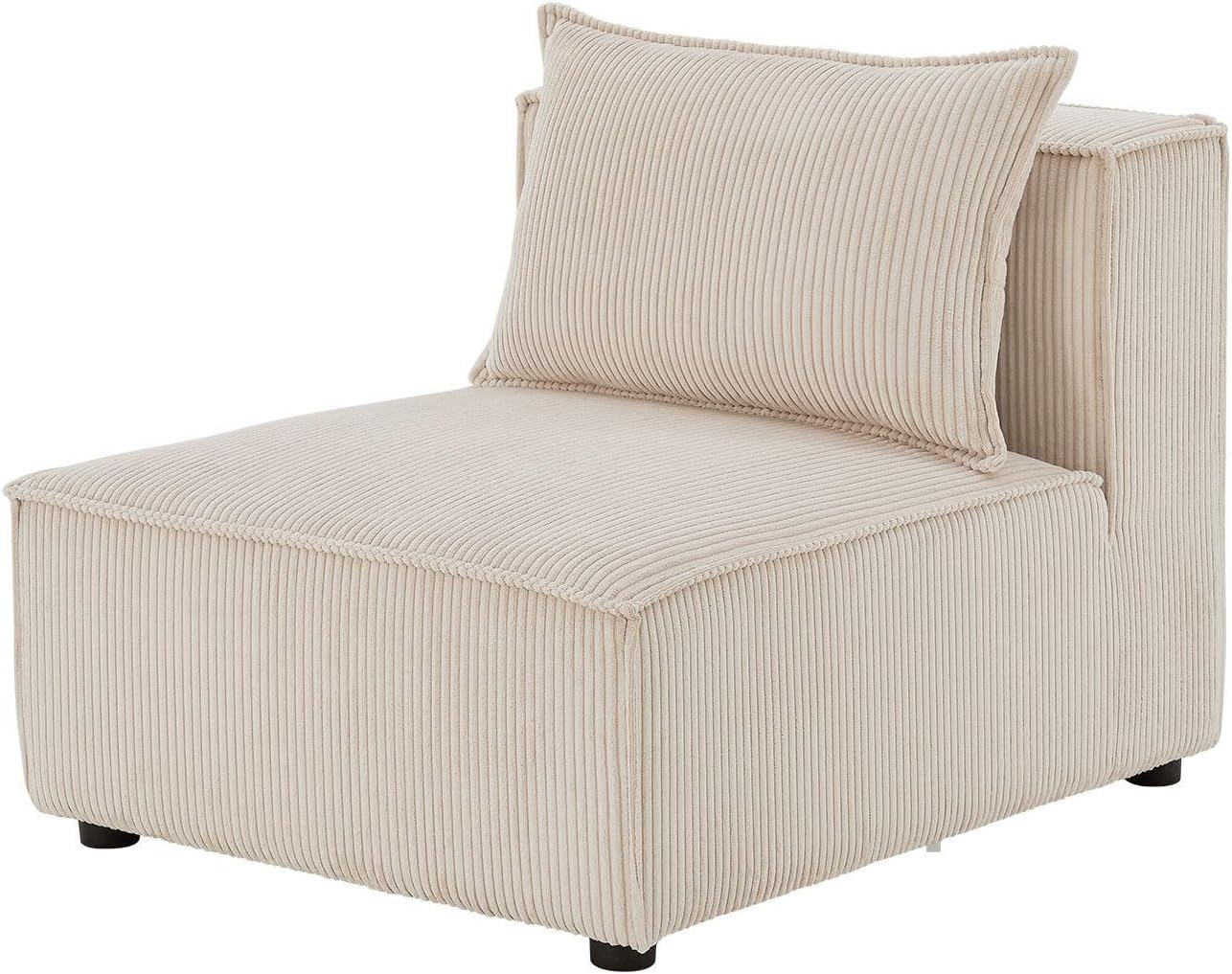 Juskys Mittelsofa Domas - modulares Sofa in Cord Beige - Wohnzimmer Couch mit Kissen - Modulsofa 130 kg belastbar - Sofagarnitur Wohnlandschaft