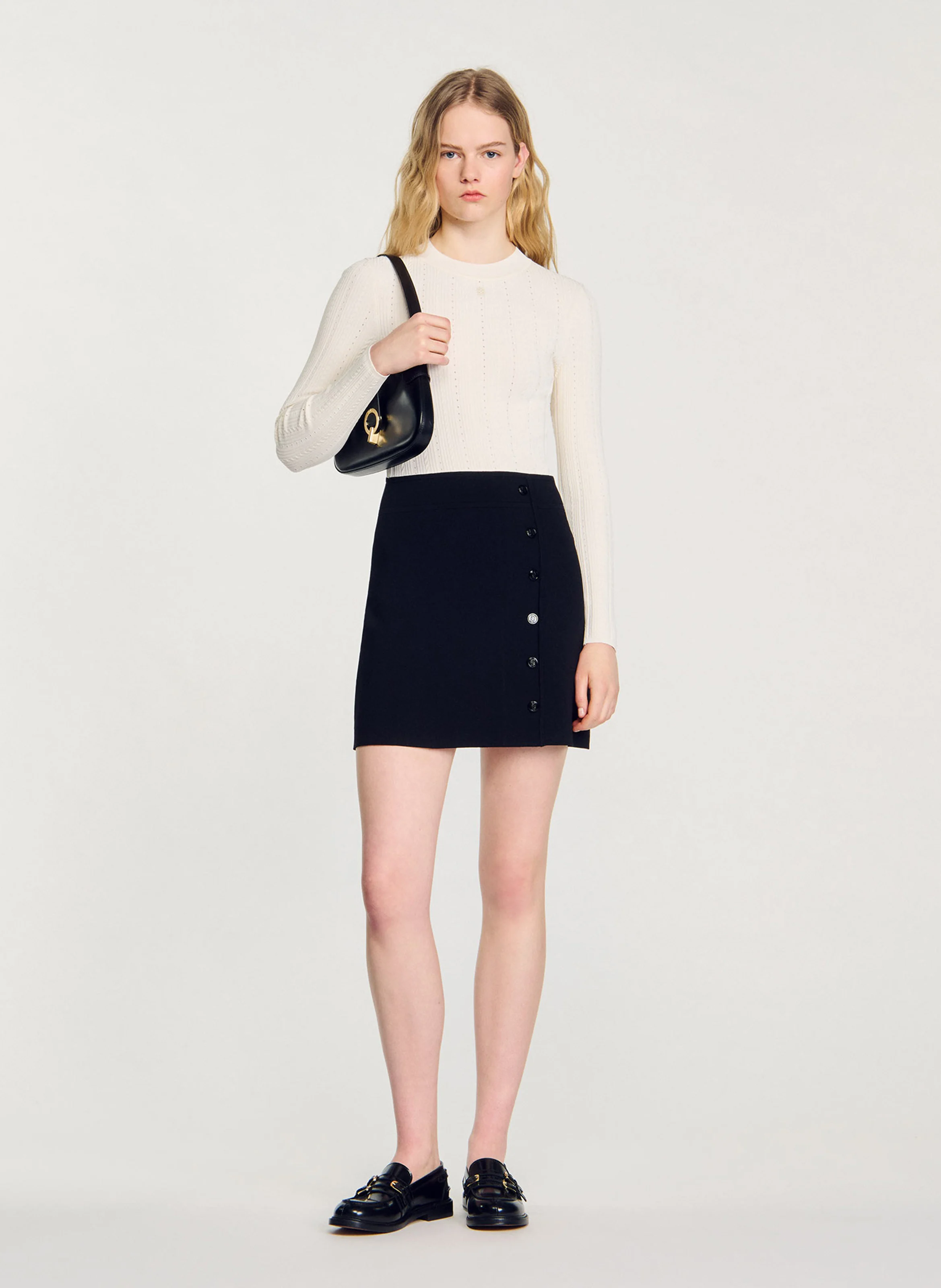 Robe courte manches longues en maille | Multicolore