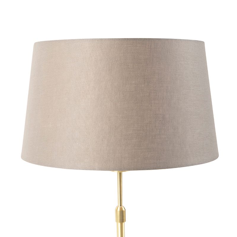 Tafellamp goud/messing met linnen kap taupe 35 cm - Parte