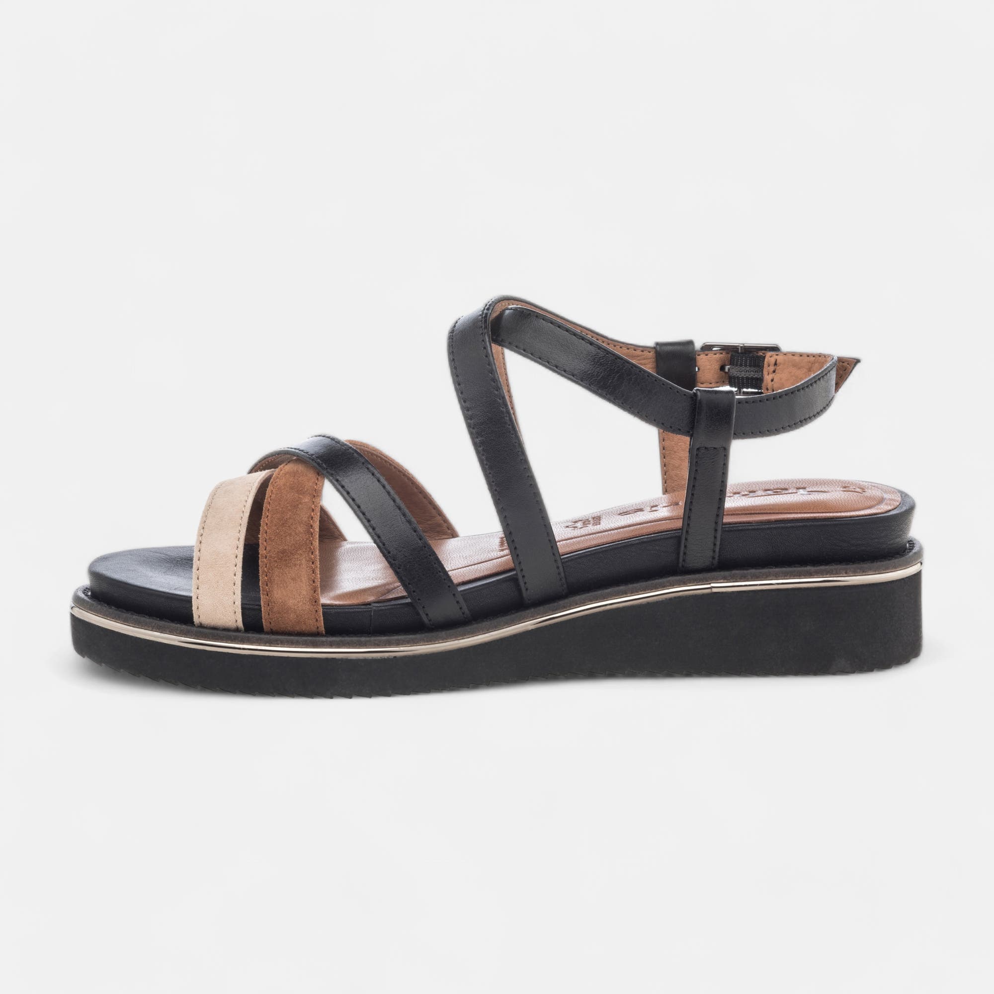 Sandales Femme en cuir noir