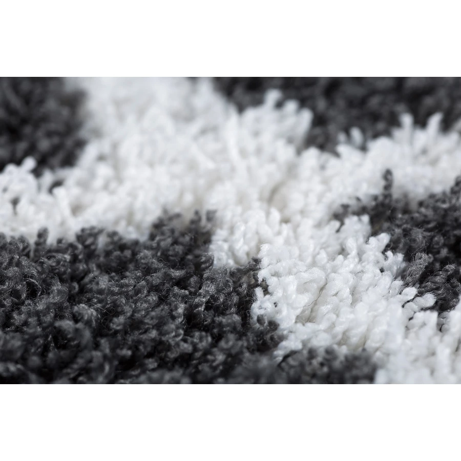 HOMCOM Teppich aus weichem Hochflor mit Rautenmuster 170 cm lang anthrazit, weiß
