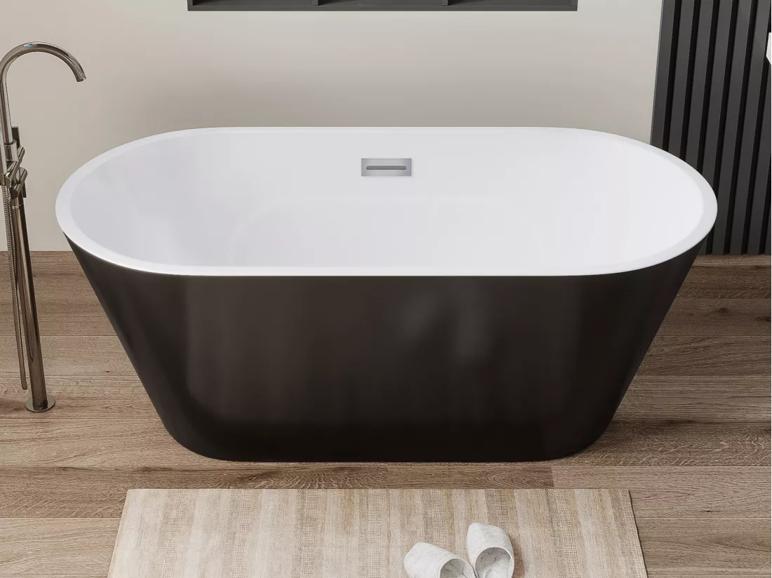 Baignoire îlot design - 201 L - 150 x 70 x 58 cm - Noire - TWIGGY