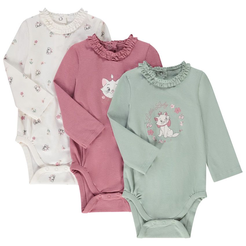Lot de 3 bodies manches longues Marie Disney pour bébé fille - Multicolore