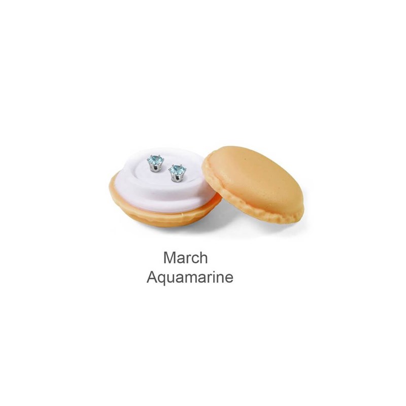 Boucles d'oreilles Birth Stone Mars - Argenté et Bleu clair