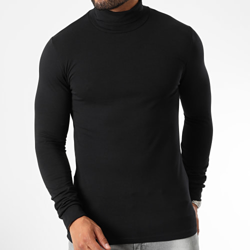 Lot De 2 Tee Shirts Col Roulé Manches Longues Unis 2625 Noir Bordeaux