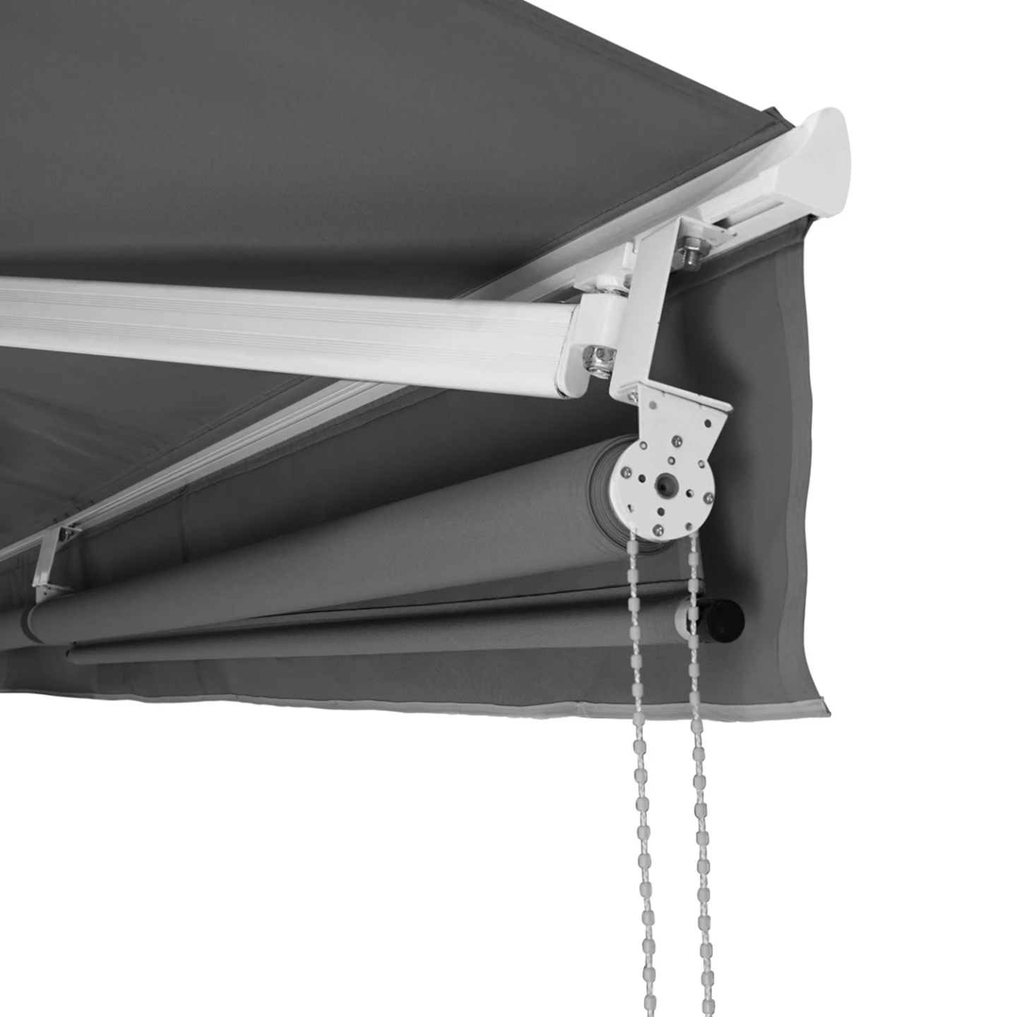 Store banne manuel 3x2 M gris anthracite lambrequin H.1,50 M