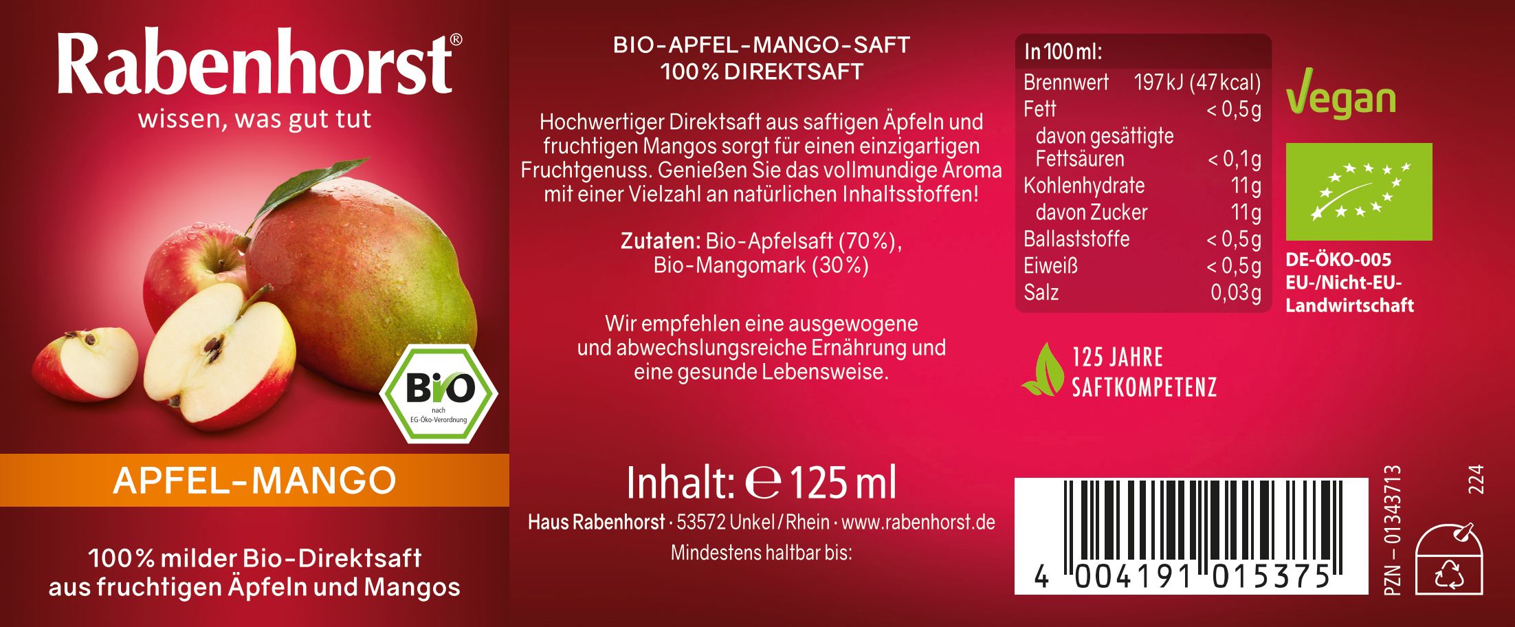 Rabenhorst Apfel-Mango BIO Mini